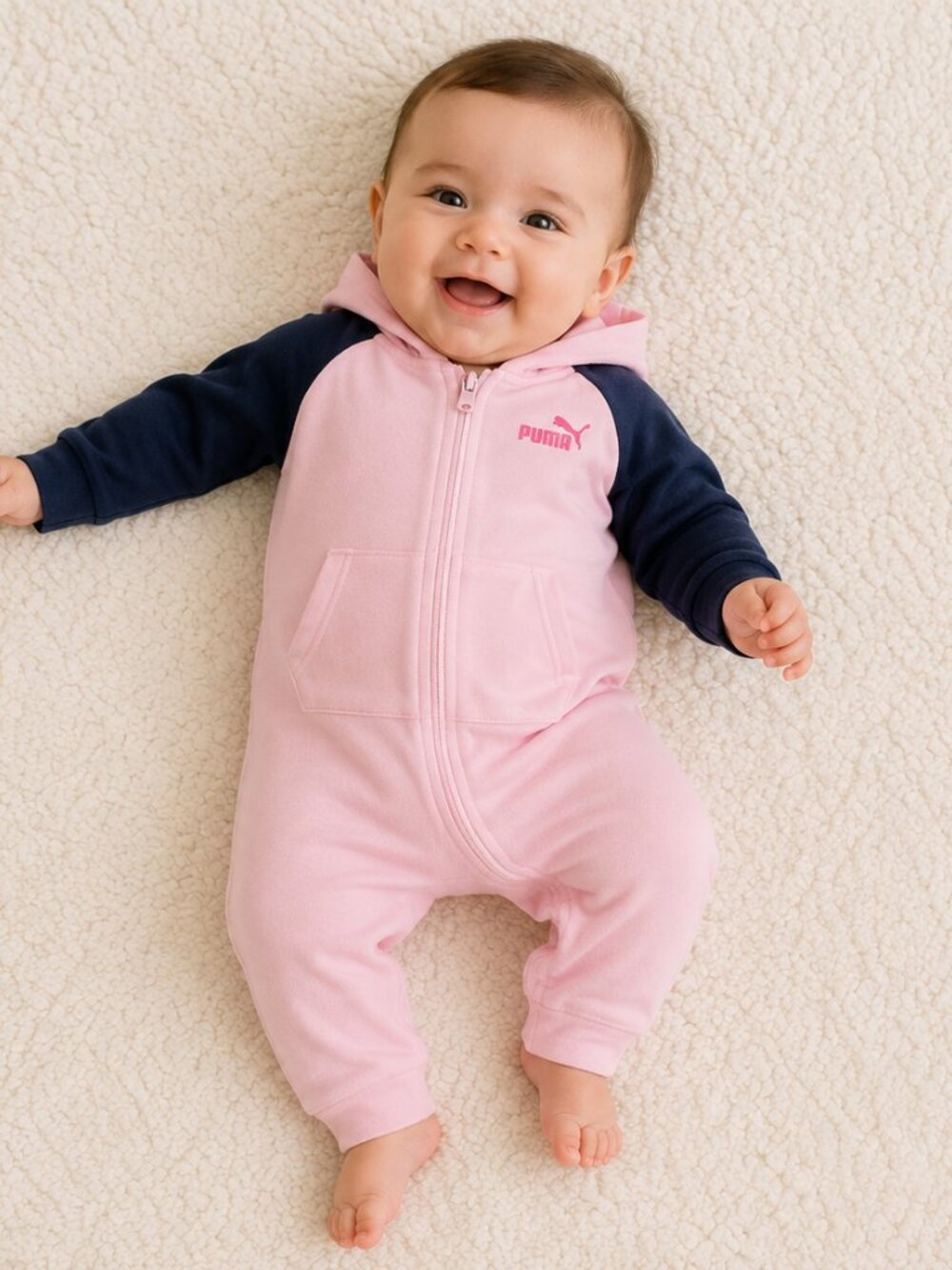 PUMA Pink Babies' Onesie Hoodie 3-6 mos